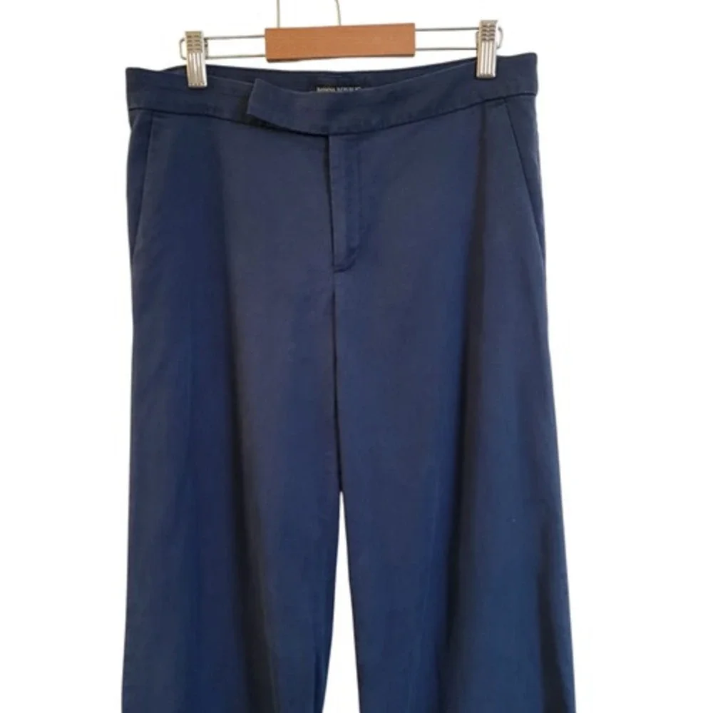 Banana Republic Linen Slub Wide Leg Tapestry Navy Blue Pant Sz 4‎ Coastal Beachy